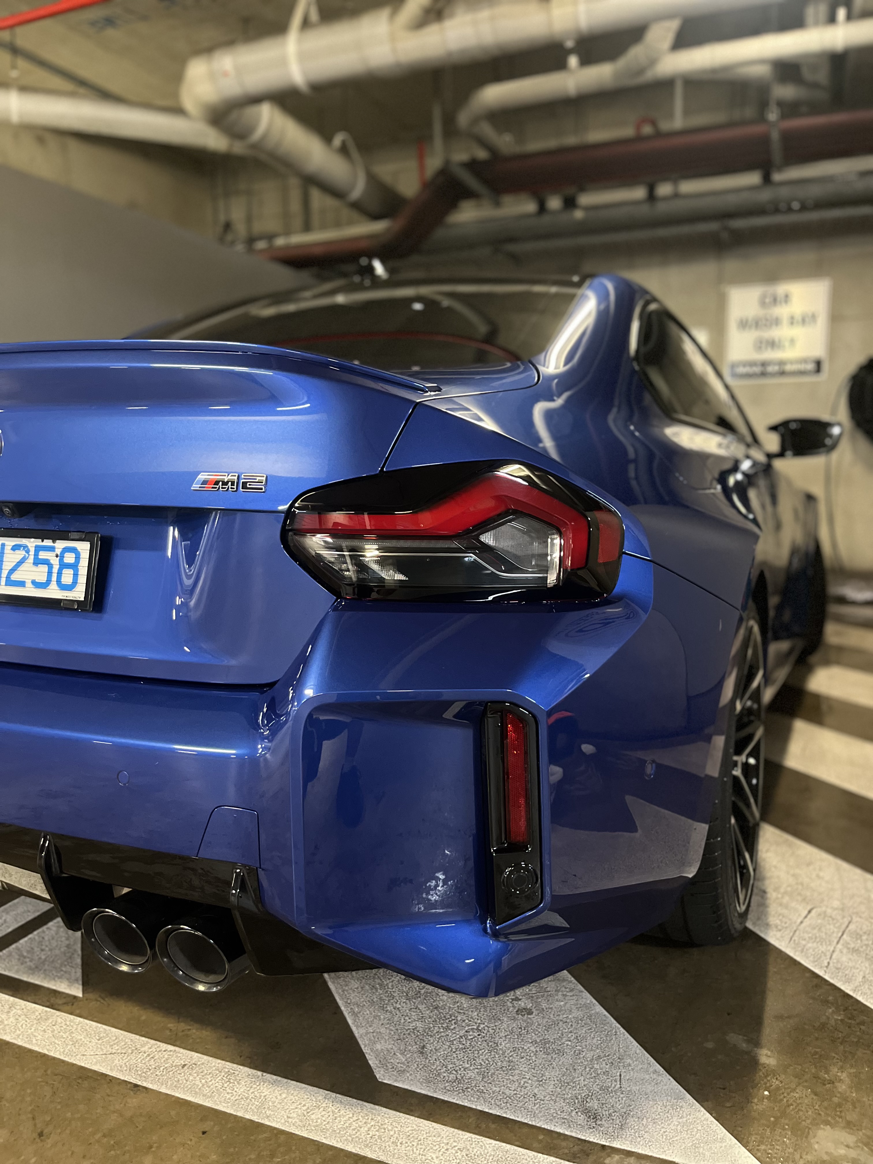 Blue BMW rear exterior detail