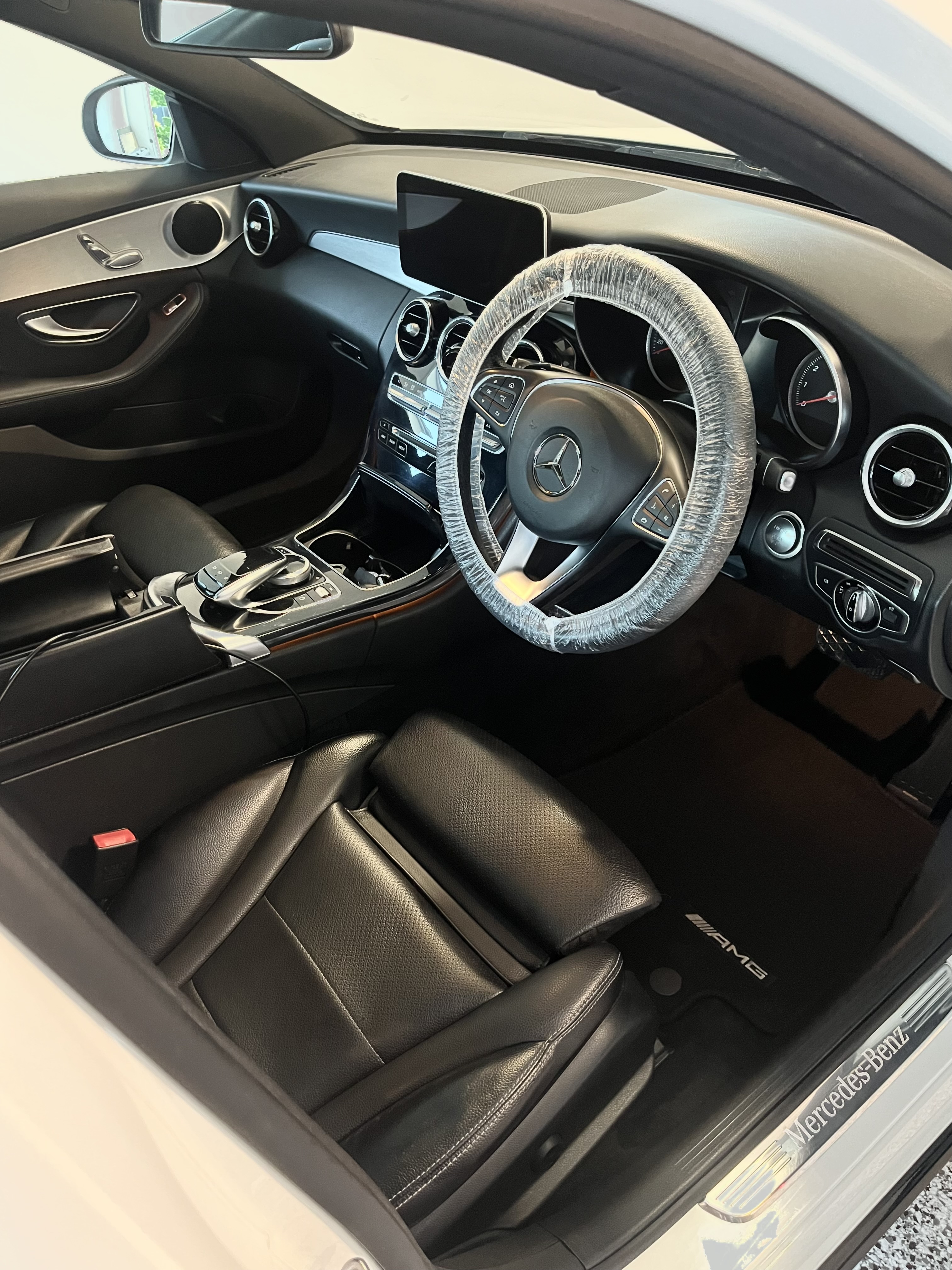 Mercedes interior steering wheel detail
