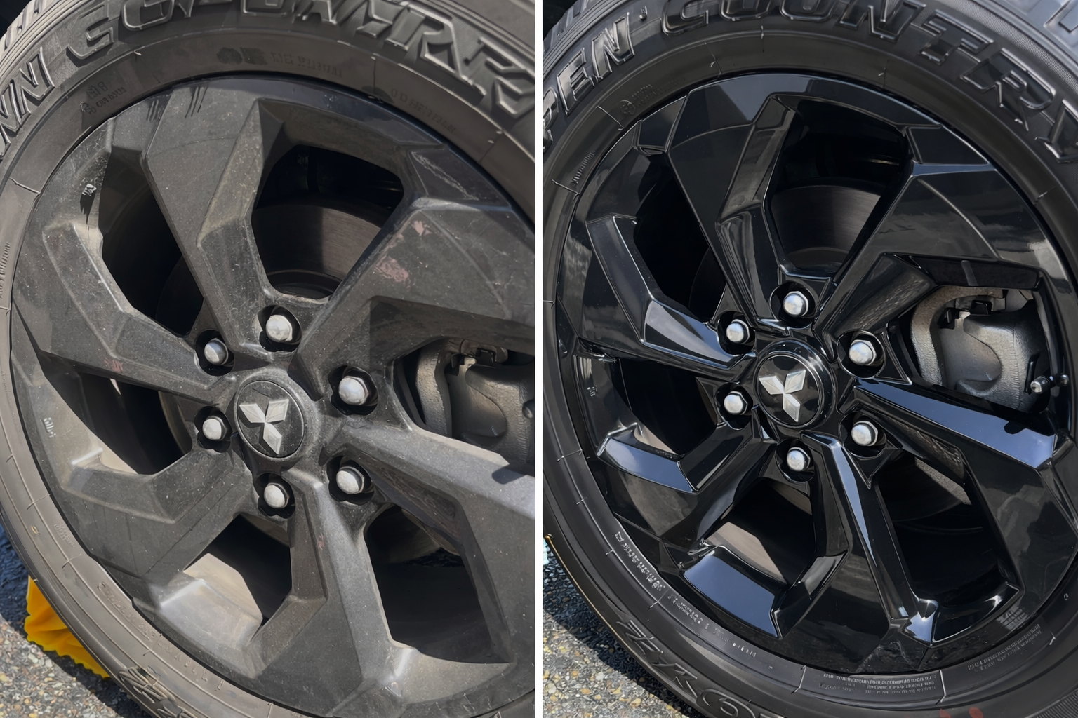 Wheel before and after detailing result